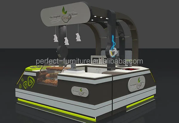 High-end Coffee bar Booth Mall Cafe Kiosk With Bakery Display case