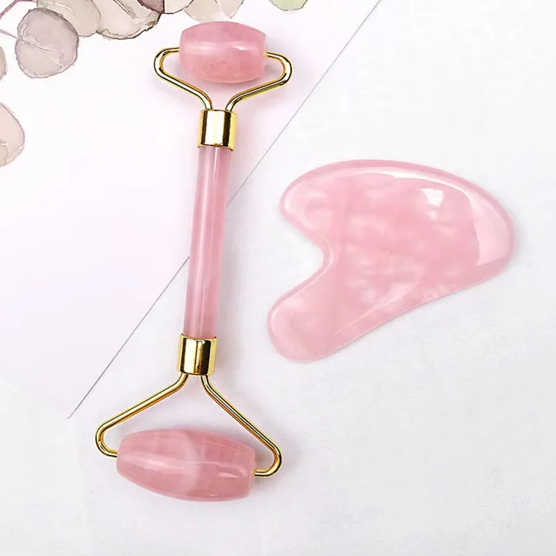 Skin care wholesale beauty tool natural jade facial roller pink crystal quartz stone for roller face