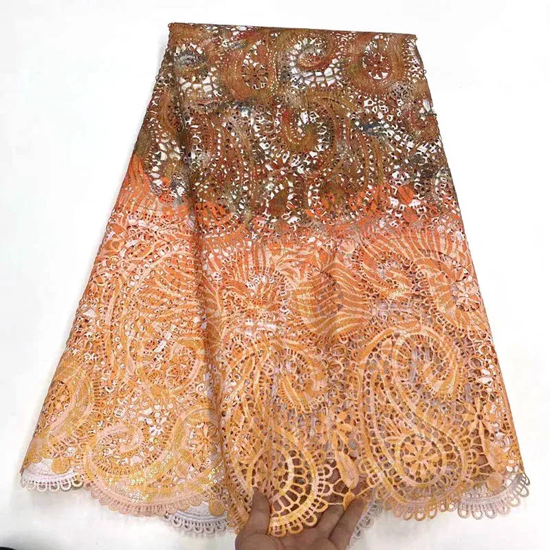 Новое поступление, готовая к отправке африканская кружевная ткань, сетчатая кружевная вышивка, кружевная ткань для платья