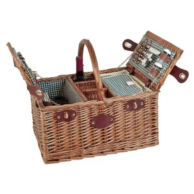 Cutlery Storage Basket Wicker Picnic Basket Non-Toxic Handmade Natural Rattan Picnic Basket For Kids