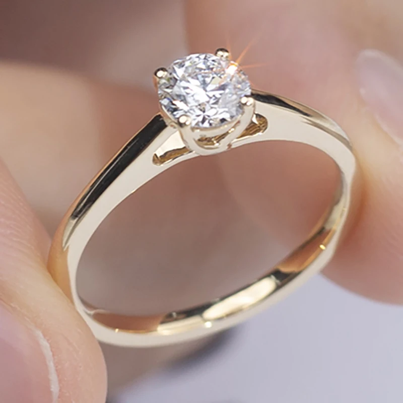 18k Yellow Gold Diamond Wedding Ring 0.5ct Carat Solitaire Diamond Ring Lab Grown Diamond Jewelry Rings