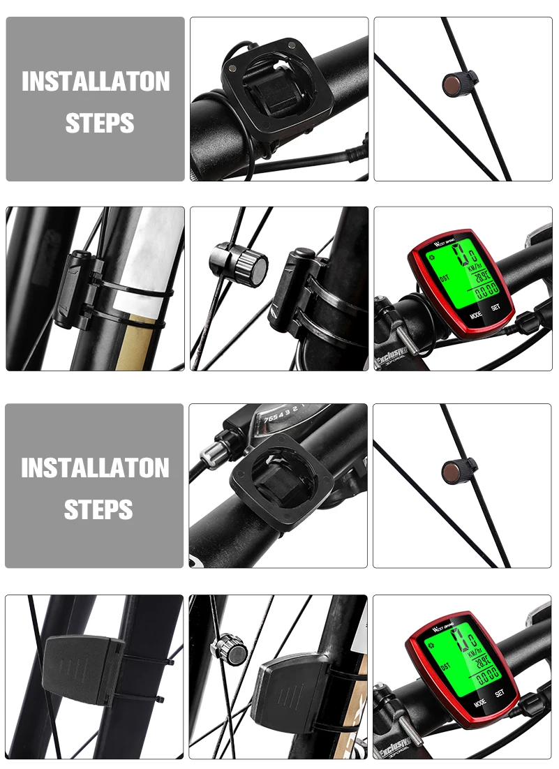 WESTBIKING Screen-touchable Stopwatch Bike Computer Odometer Digital Cycling Computer Wired/Wireless Exercise Bicycle Computer