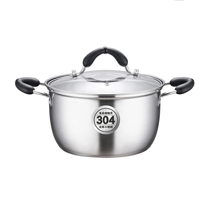 Factory Price 20cm Mini Cooking Pot 304 Stainless Steel Cookware Soup and Stock Pot With Two Handle