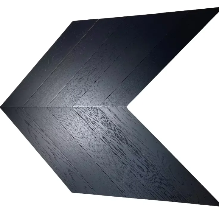 engineered oak chevron parquet jet black light brushed UV lacquered oak chevron flooring