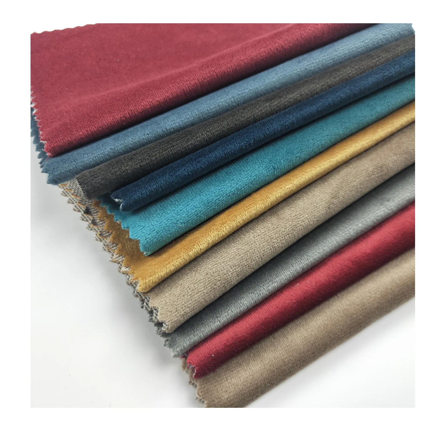 stock flame retardant dark red beige blue plush plain velvet cover holland velvet fabric sofa pillow upholstery fabric textile