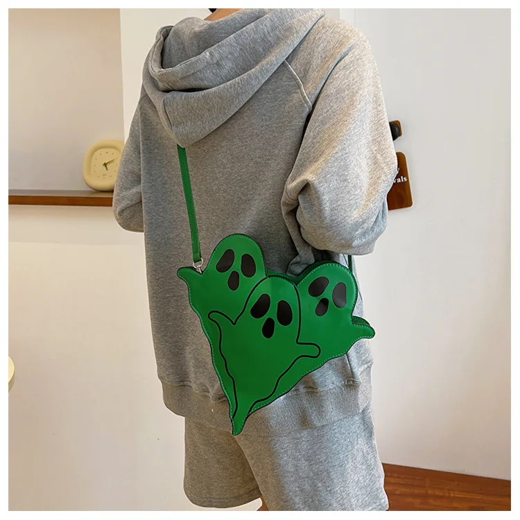 Novelty Halloween Ghost Bag Pu Leather crossbody Bag Terror Soul Dark Punk Style Handbag Halloween Spooky Purse