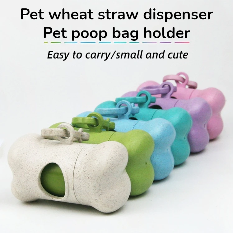 Wholesale Outdoor Wheat Straw Degradable Dog Poop Bag Holder Dispenser Biodegradable Dog Waste Bag Holder
