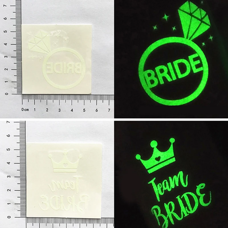 Low Price Wholesale Custom Glow in the dark Neon Bachelorette Party Bride Temporary Waterproof Arm Wedding Tattoo Sticker