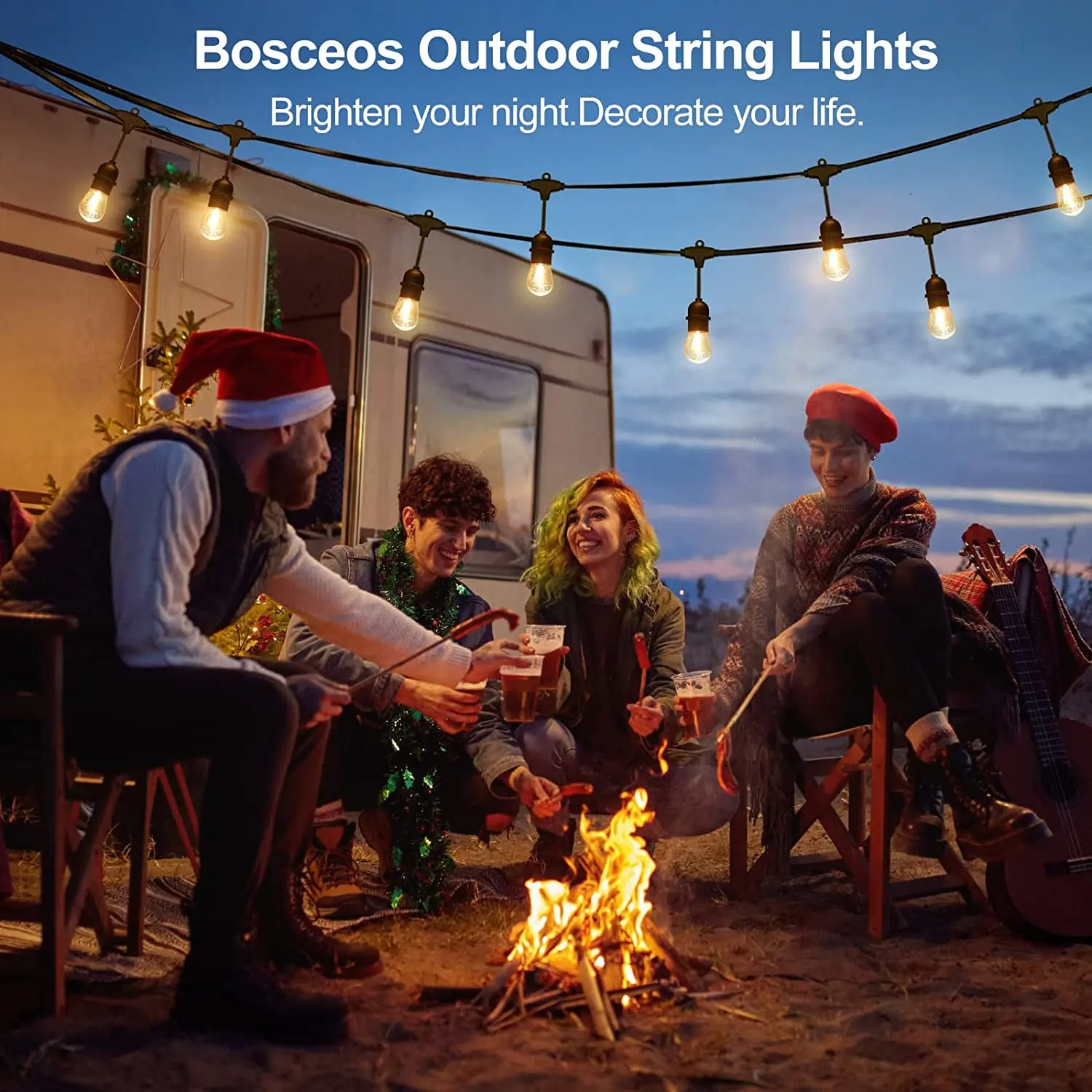 Ip65 Commercial Grade 48Ftt warm white Led Party FestoonLighting OutdoorS14 String Lights For Patio Garden Holiday Wedding Light