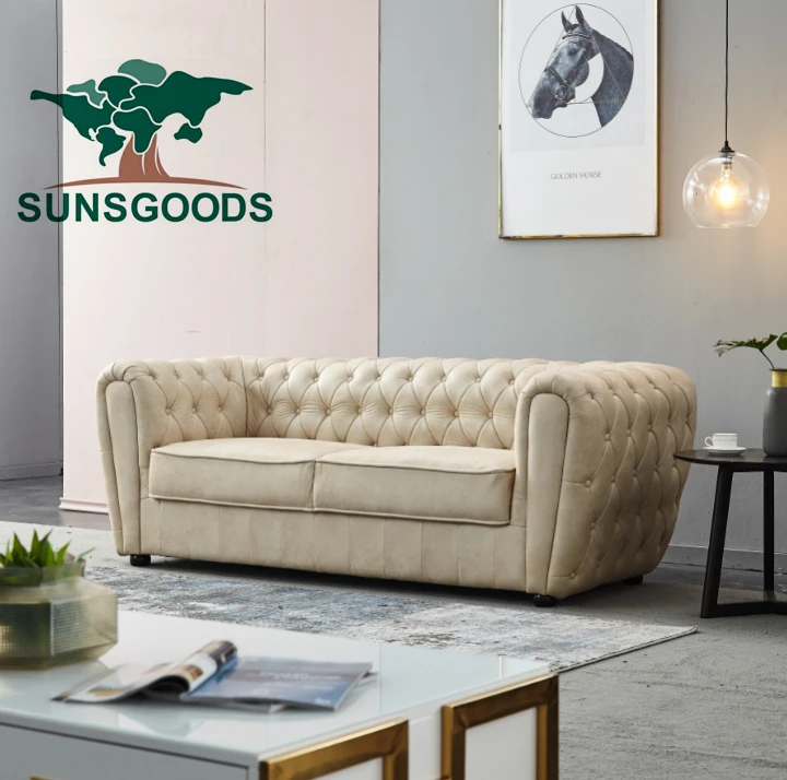 chester moon floor sofa three seater living room sofa set furniture Italian modern luxury style leather chesterfield sofa