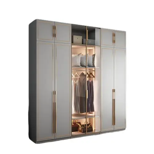 Custom 3 4 6 door white wardrobe solid wood walkin closets L cube corner shelf bedroom wall wardrobe design Walk in Closet