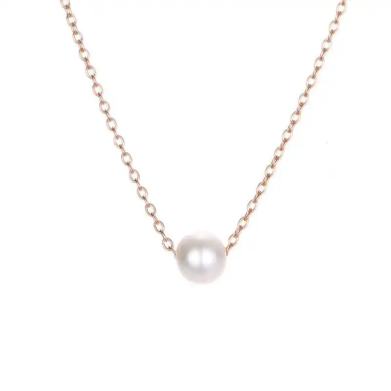 Dainty Ladies Sterling Silver Gold Plated Natural Real Pearl Necklace Jewelry For Women Girls