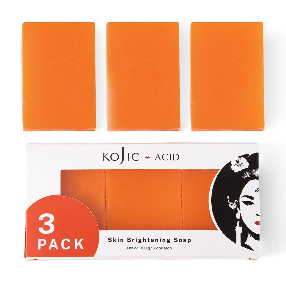 Custom Original Packing 3 Bar 100g Handmade Organic Skin Lightening Kojic Acid Soap Whitening