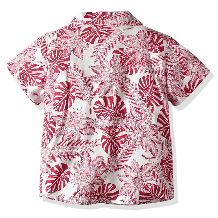 Fashion Summer Children's Clothes Boys Short Sleeve Floral Print Shirt
