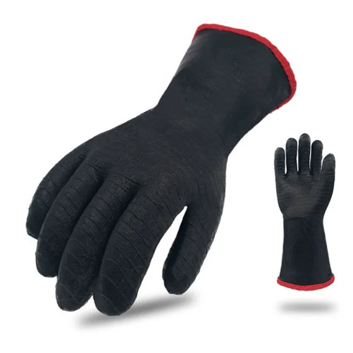 Long BBQ grill gloves 500 Degree Heat High Temperature Resistant Glove For Grill Fireproof Black Neoprene Thicken Gloves