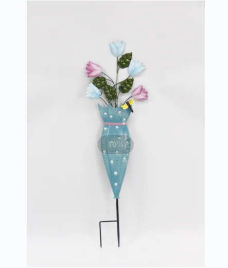 Garden Decoration Outdoor Ladybug Dragonfly Half Round Hummingbird Windmill Sublimation Fiberglass Garden Stake for Climbing