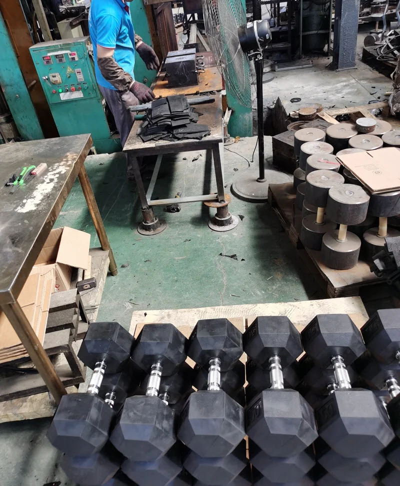 Ironhawk Custom Free Weight Gym Dumbbell Set 3-100LB 1-50KG Metal Handle Cast Iron Rubber Hexagon Dumbbell