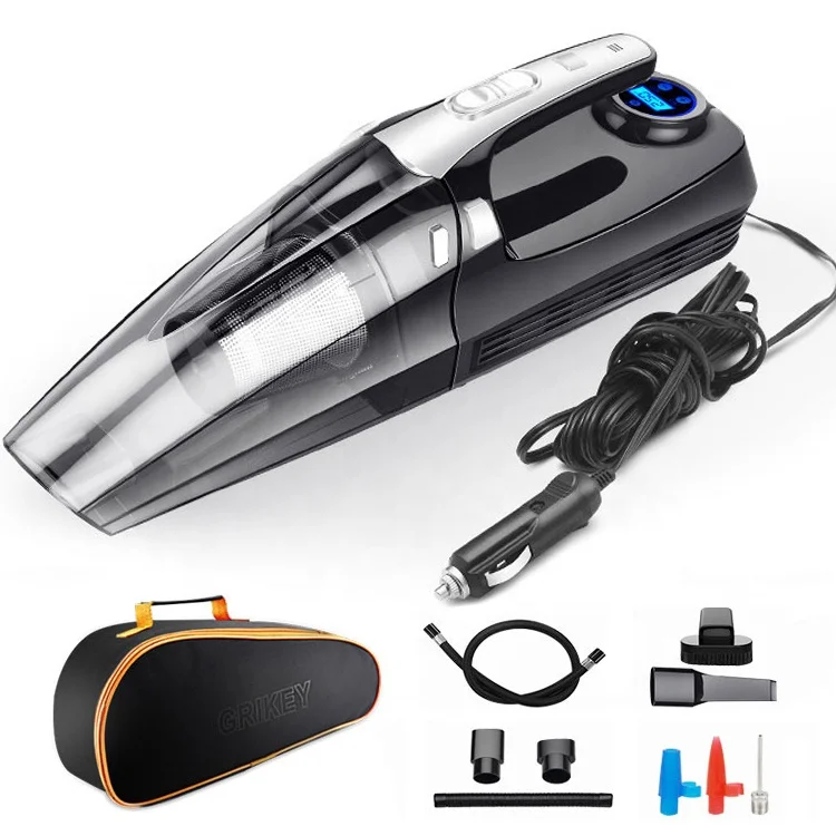 Ручной пылесос многофункциональный автомобильный пылесос с манометром в шинах и автомобильным насосом 120 Вт Мощное всасывание для влажной и сухой уборки
