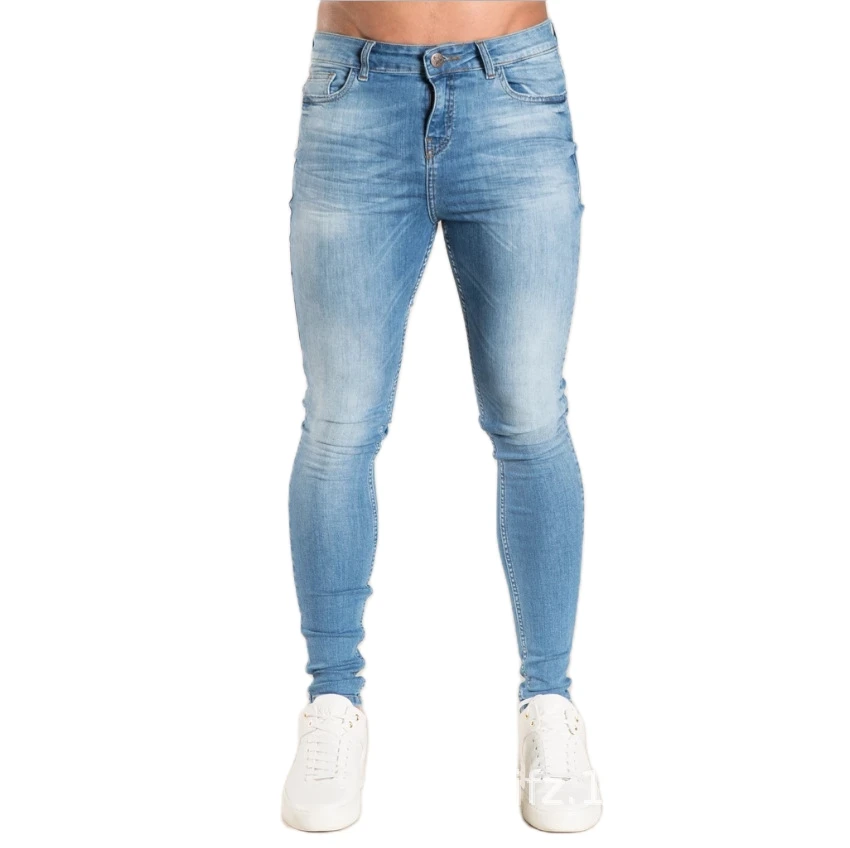 
Pure Color Men Slim Jeans Small Leg high elastic fabric Fashion Punk Style Man pants Vintage Male Jogging Jeans 