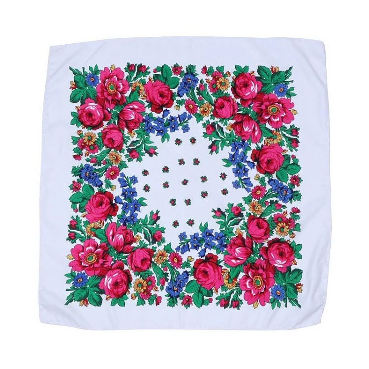 Promotional spring summer ladies square scarves women polyester silk scarf