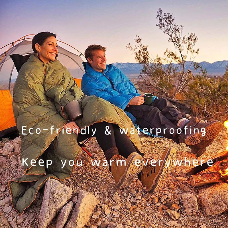 wholesale Comfortable outdoor down puffy blanket hiking camp blanket