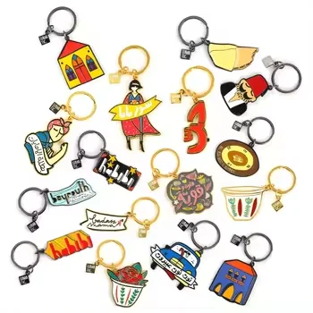 Custom Personalized Promotional Cute Cartoons 3D Animal Anime Custom Logo Leopard Metal Keychains Key Chain Custom Logo