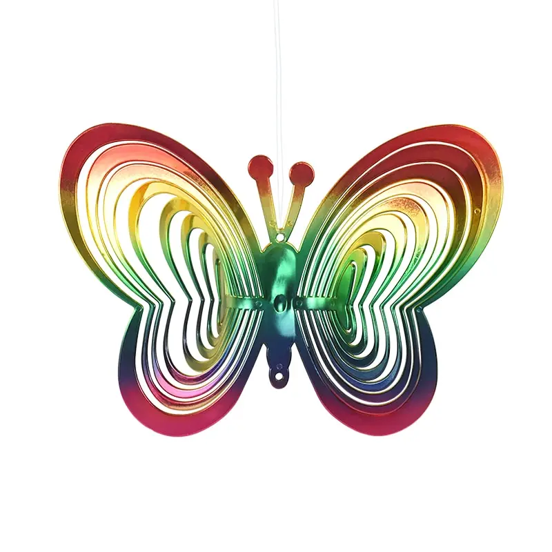 Heart Butterfly Wind Spinners Hanging Ornaments Bird Deterrent Sun Catcher Rotating Wind Chime Home Garden Outdoor Decorations