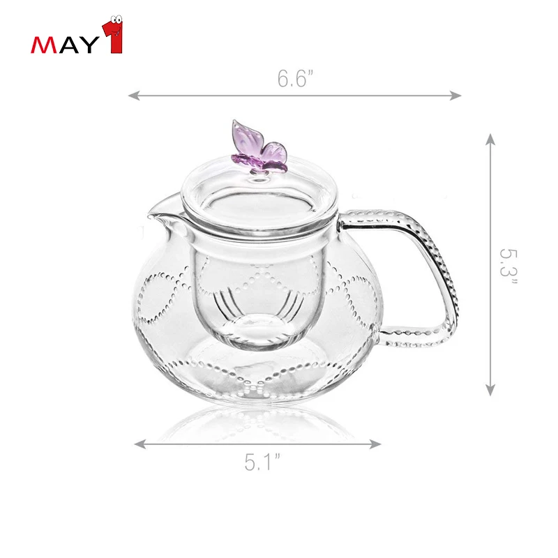 
funky style lovely for hot and cold filter tea borosilicate glass teapot 