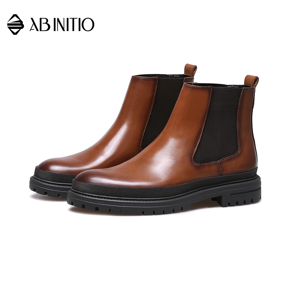 
Custom Fashion Outdoor Casual Brown Leather High Top Boots Mens For Male 