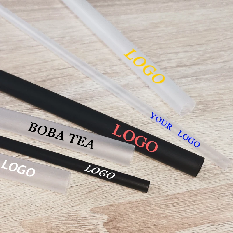 Customized Colors Logo disposable plastic boba straw Printing logo on straw 9mm 11mm