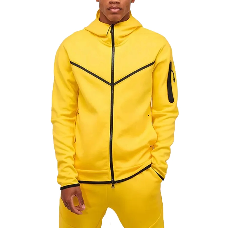 Custom Embroidery Logo Sportswear Fashion 60 Cotton 40 Polyester Blank Athletic Tech Fleece Sports Full Zip Hoodies For Men