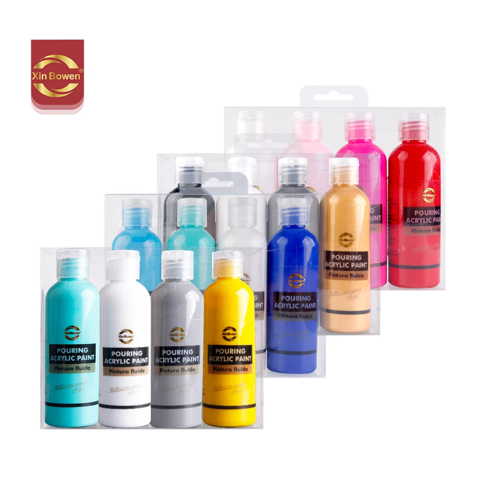 Xin Bowen 100ML 4 Pieces Set Liquidity Splash Painting Materials Pouring Paint Type Acrylic Paint For Canvas Drawing