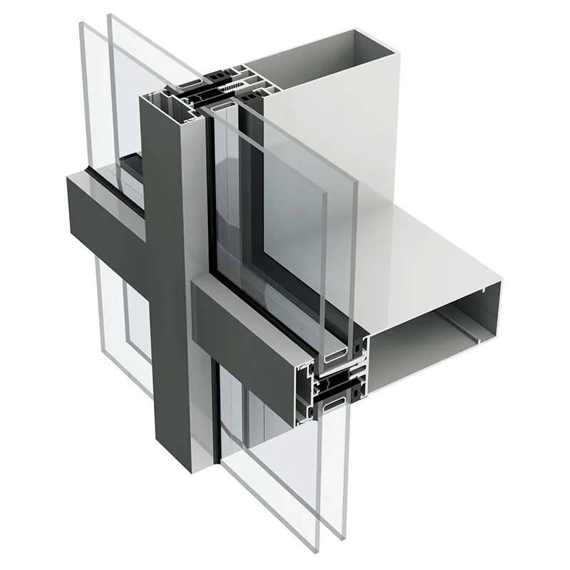 Double Glass Invisible Frame Aluminium Curtain Wall Aluminum Profiles For Wall Panels