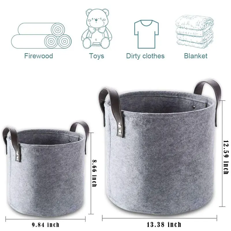 Custom Wool Felt Storage Baskets Dirty Clothes Toys Storage Bag Home Toy Book Folding Laundry Basket felt storage box