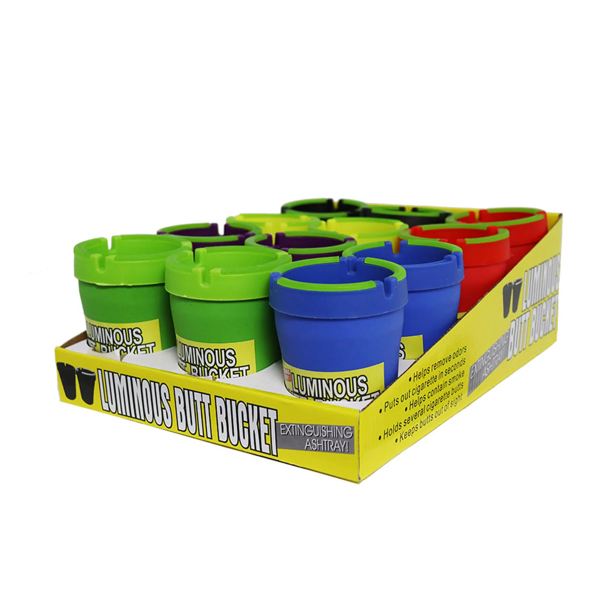 Car used plastic luminous ashtray PP material portable candy color hourglass ashtray glow in the dark ashtray