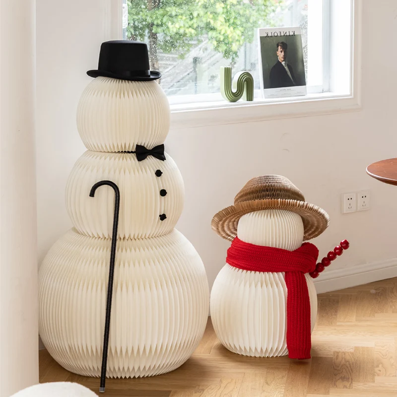 2022 NEW Christmas Snow Man With Xmas Hat And Christmas Red Scarf Folding Snow Man For Indoor Used