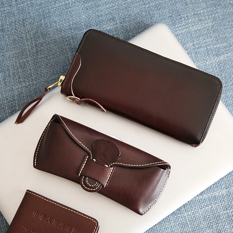 Fashion Leather Wallet Genuine Vegetable Tanned Purse For Women Leather Wallet 5043