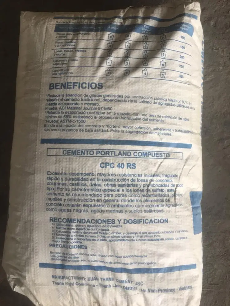 Мешок 40 кг вьетнамского цемента Портленда 42,5 р/52,5 Н
