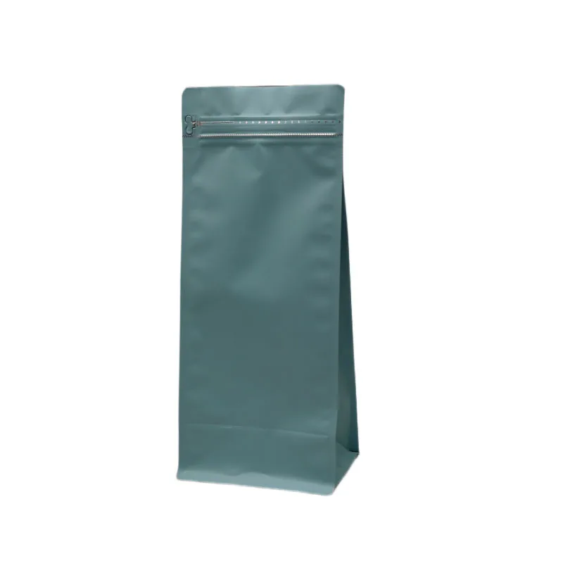 Hot Sale flat box block bottom side gusseted 1kg coffee bags with valve and zipper