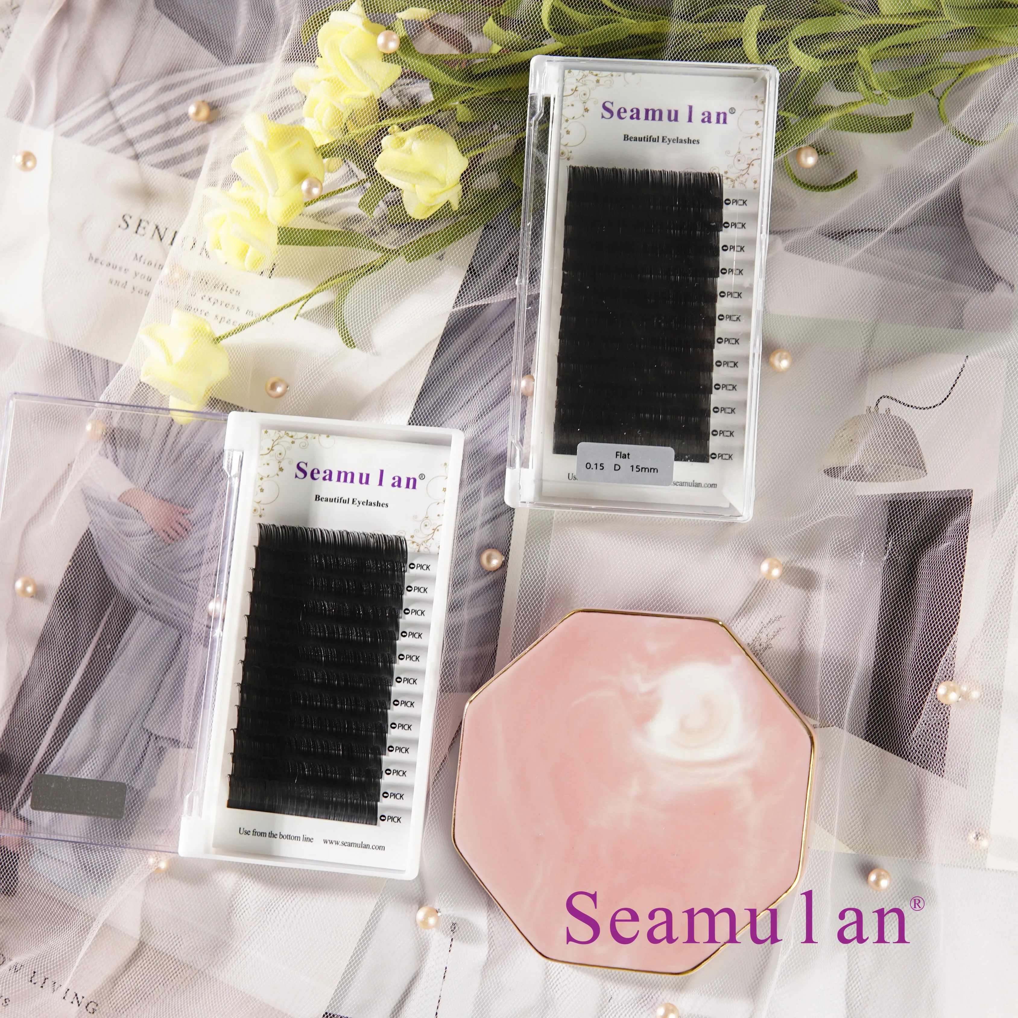 New Tech Super Soft Light Luxury High Quality Matte Black Volume Ellipse Individual Single Flat Extension Eyelashes