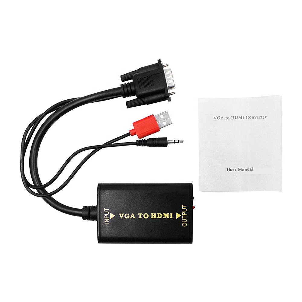  AOEYOO преобразователь VGA-HDMI с аудиокабелем адаптер для монитора и телевизора
