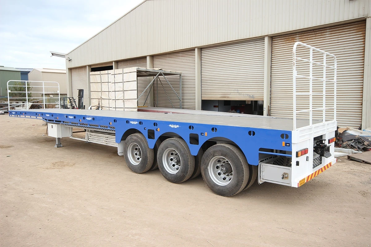 Export Australia Container Transport Flat Deck Semi Trailer 35 Tons 3 Axles Flatbed Truck Trailers With High Quality