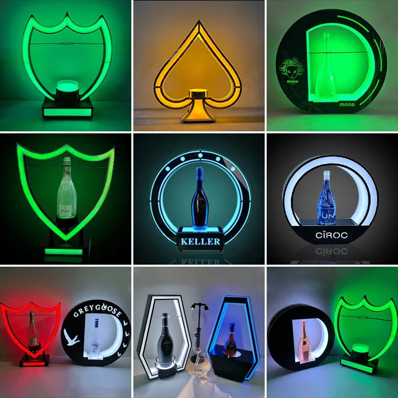 Party Supplier Acrylic Led Champagne Bottle Display Glorifier Presenter For Night Club