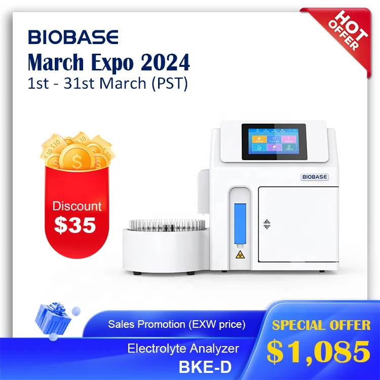 BIOBASE China Lab and Clinic Electrolyte Analyzer March Expo 2024 Automatic Portable Electrolyte Analyzer BKE-D