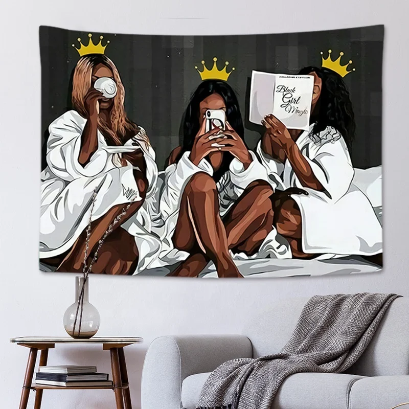 2022 living room black girls new tapestries wall decoration