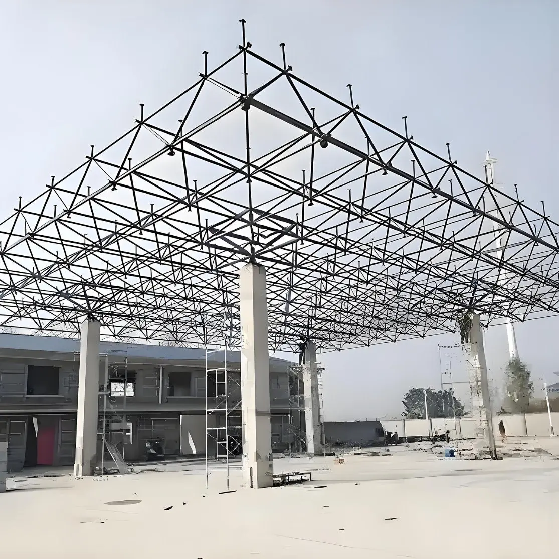Customized Designed Prefabricated Gas Station Canopy With Space Frame Structure Roofing Systems