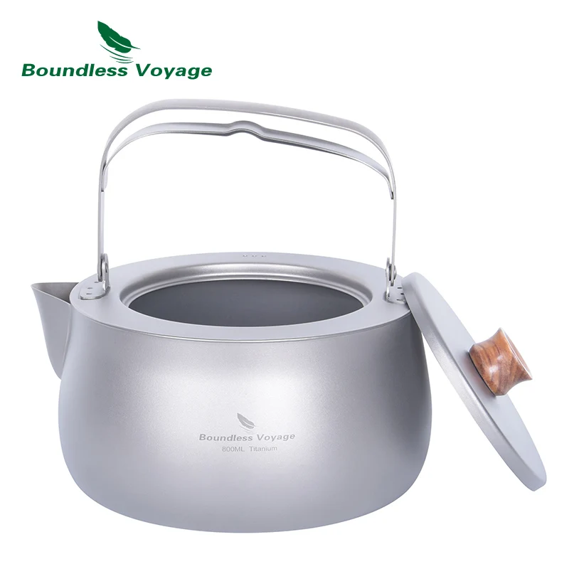 Boundless Voyage Pure Titanium Kettle With Folding Handle Filter Outdoor Camping Teapot Coffee Jug Pot 800ml Lightweight