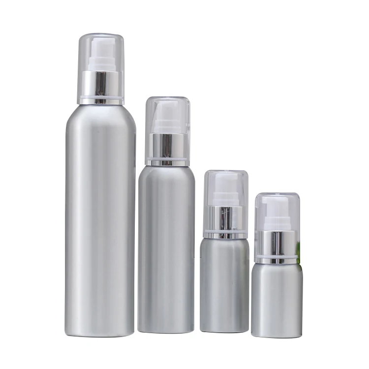 
Recycle Free sample manufacture aluminum bottles with silver sprayer aluminum metal spray bottle for Liquid Medicine and hair 