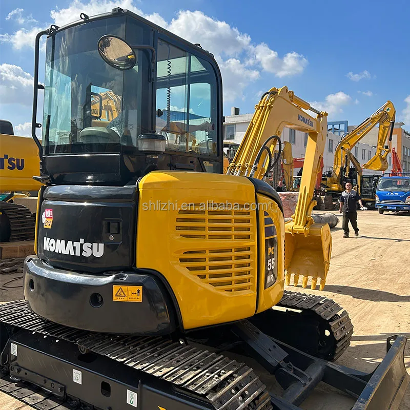 used Japan komatsu pc55 PC55MR PC55MR-2 excavator with hydraulic thumb rubber pads