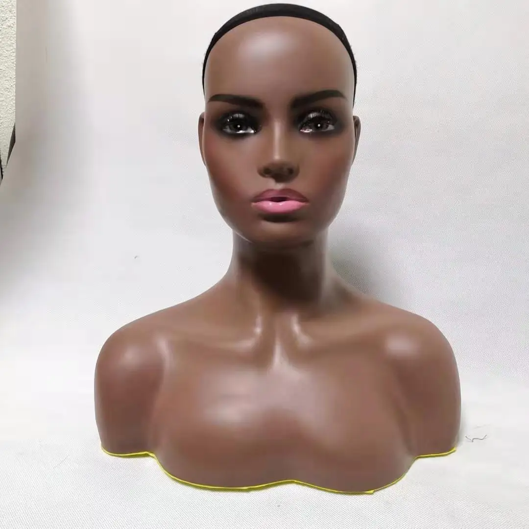 
Realistic Wig Display African American Women Black Big Breast Half Body Female Mannequin Head With Shoulders 